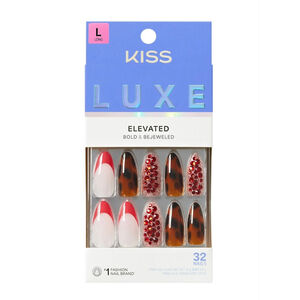 New Women's KISS Luxe Elevated Press-On Nails Red Brown